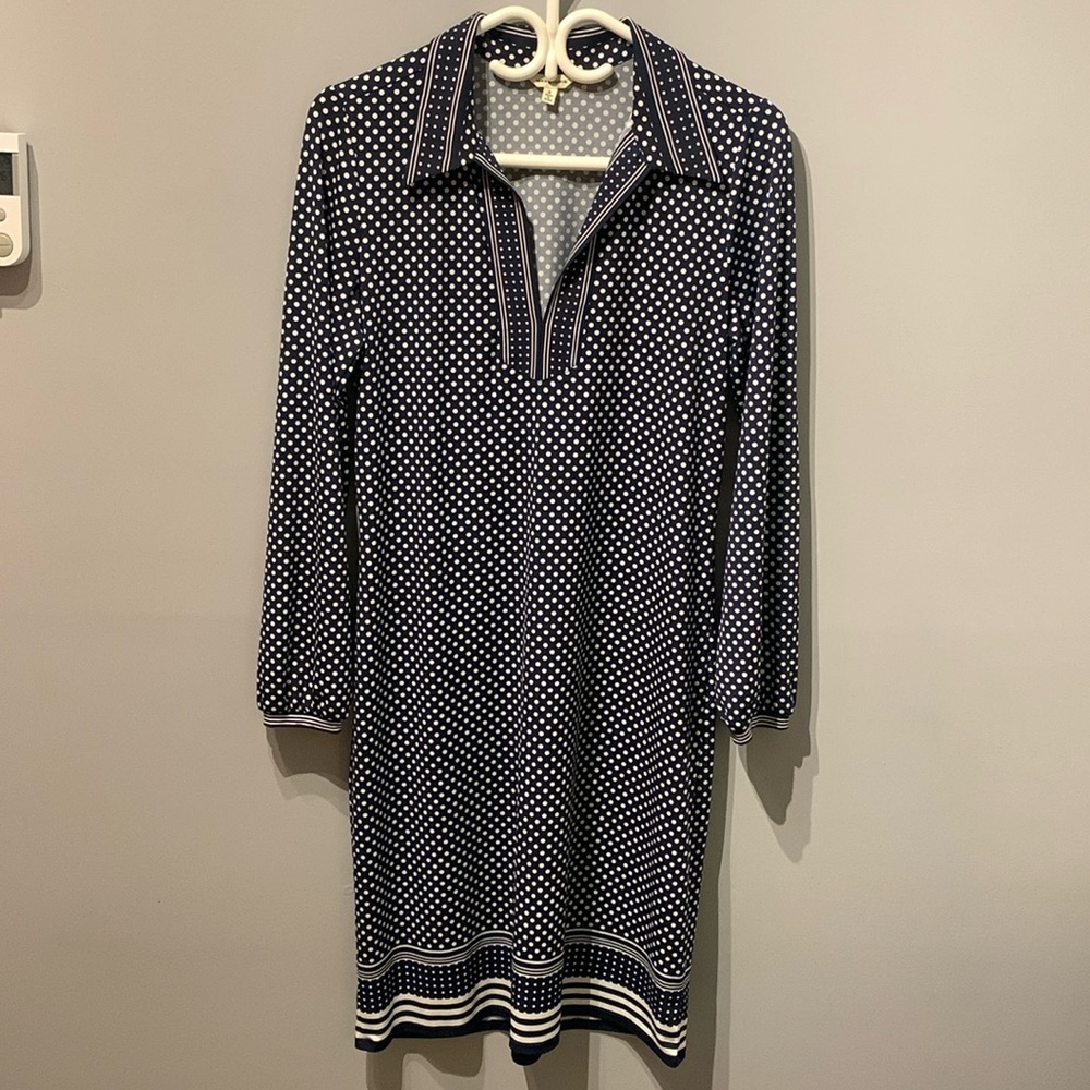 Max Studio Navy Polka Dot Dress - Picture 2 of 3
